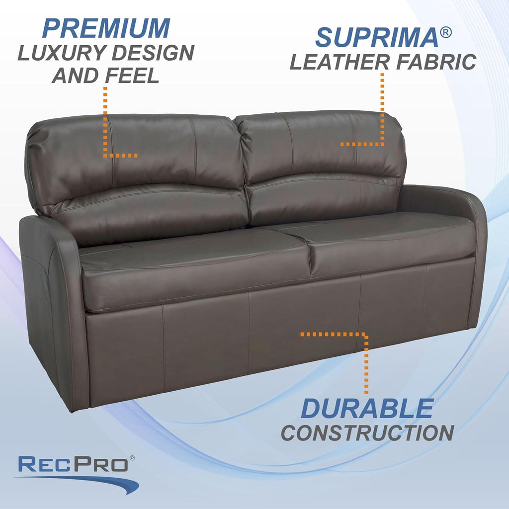 RecPro Charles Collection | 70" RV Jack Knife Sofa w/Arms | RV Sleeper Sofa | RV Couch | RV Living Room (Slideout) Furniture | RV Furniture | Camper Furniture | Chestnut