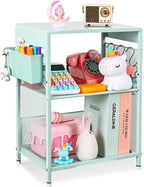 Mint Green Nightstand, End Table with Hooks and Holder, Kids Nightstand for Bedroom, Toddler Bedside Table, Small Desk for Girls, Coffee Table for Living Room, Dorm, Office (Mint)