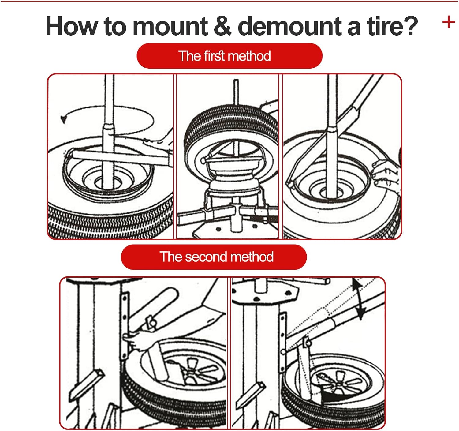 EASYBERG Multifunctional Manual Tire Changer, Portable Hand Bead Breaker suitable for Motorcycles, Go-karts, Trailers, Bikes, ATVs, Trucks, with rim sizes from 4" to 16.5"