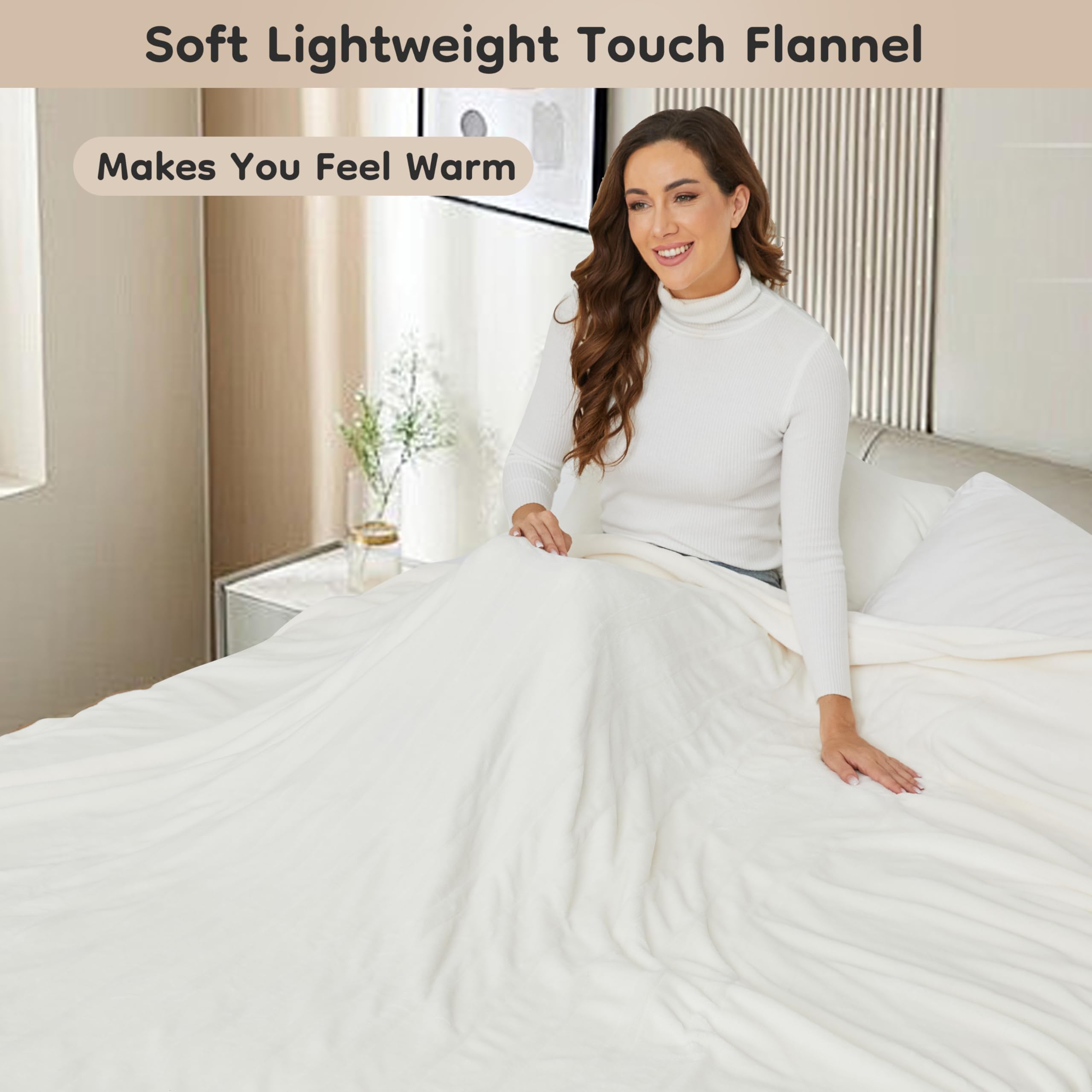 Elektrisch verwarmd deken 72" x 84" volledige maat flanellen stof met 4 verwarmingsniveaus & 10 uur automatische uitschakeling, ademend warm en wasbaar voor zacht en bed - lichtgrijs