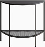 Console Table 2 Tier Narrow Entryway Table with Storage,Half Moon Sofa Couch Table,Small Hallway Entry Way Tables,Wooden Accent Side Table for Living Room Coffee Table,Black