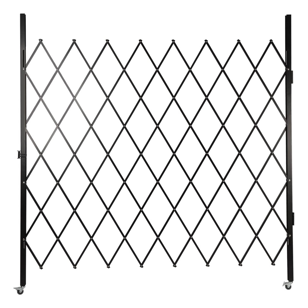Double Folding Security Door, 5.25' H x 9.84' W Wall Mounted Scissor Gate - Iron & Aluminum Alloy Accordion Gate with 360 Rolling Barricade