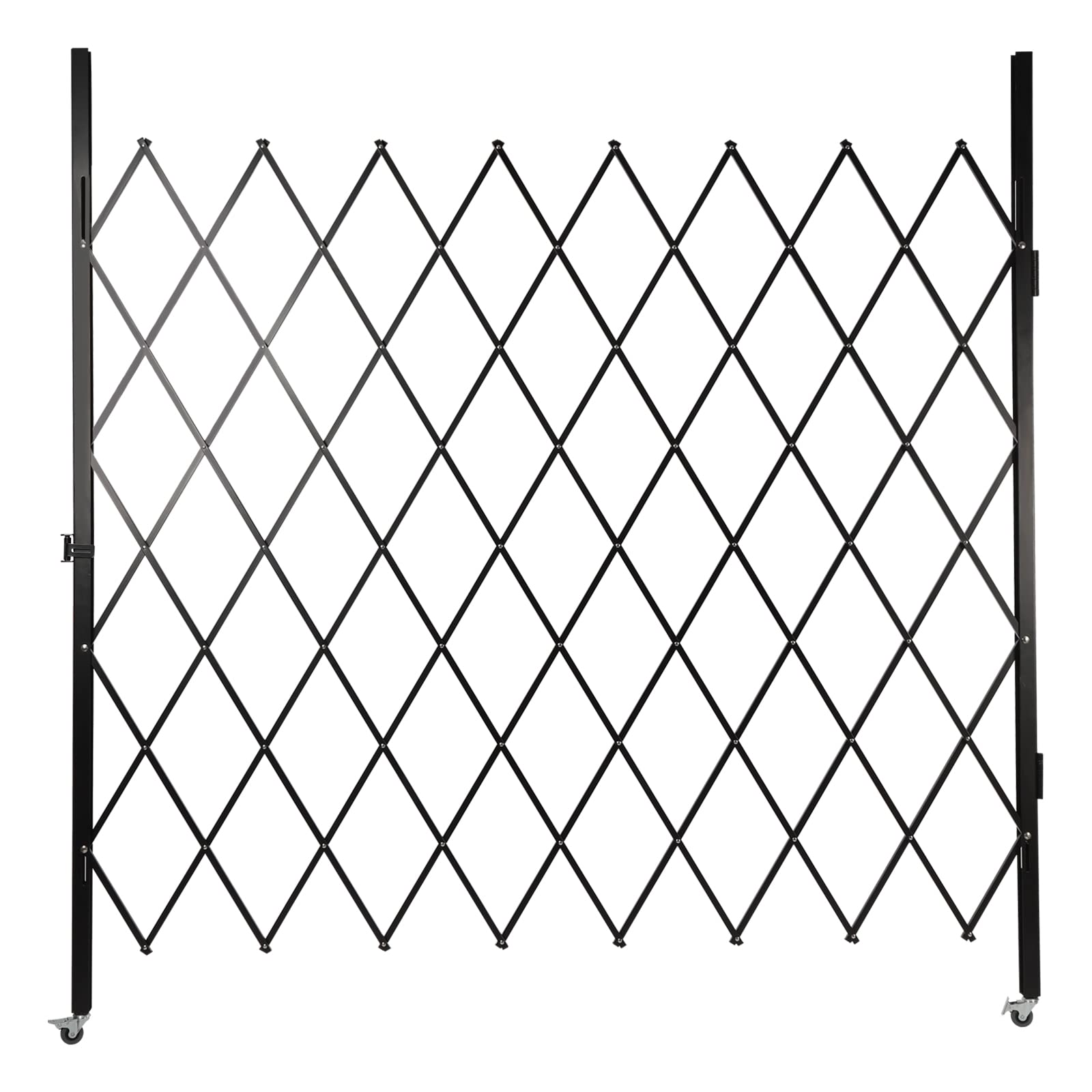Double Folding Security Door, 5.25' H x 9.84' W Wall Mounted Scissor Gate - Iron & Aluminum Alloy Accordion Gate with 360 Rolling Barricade