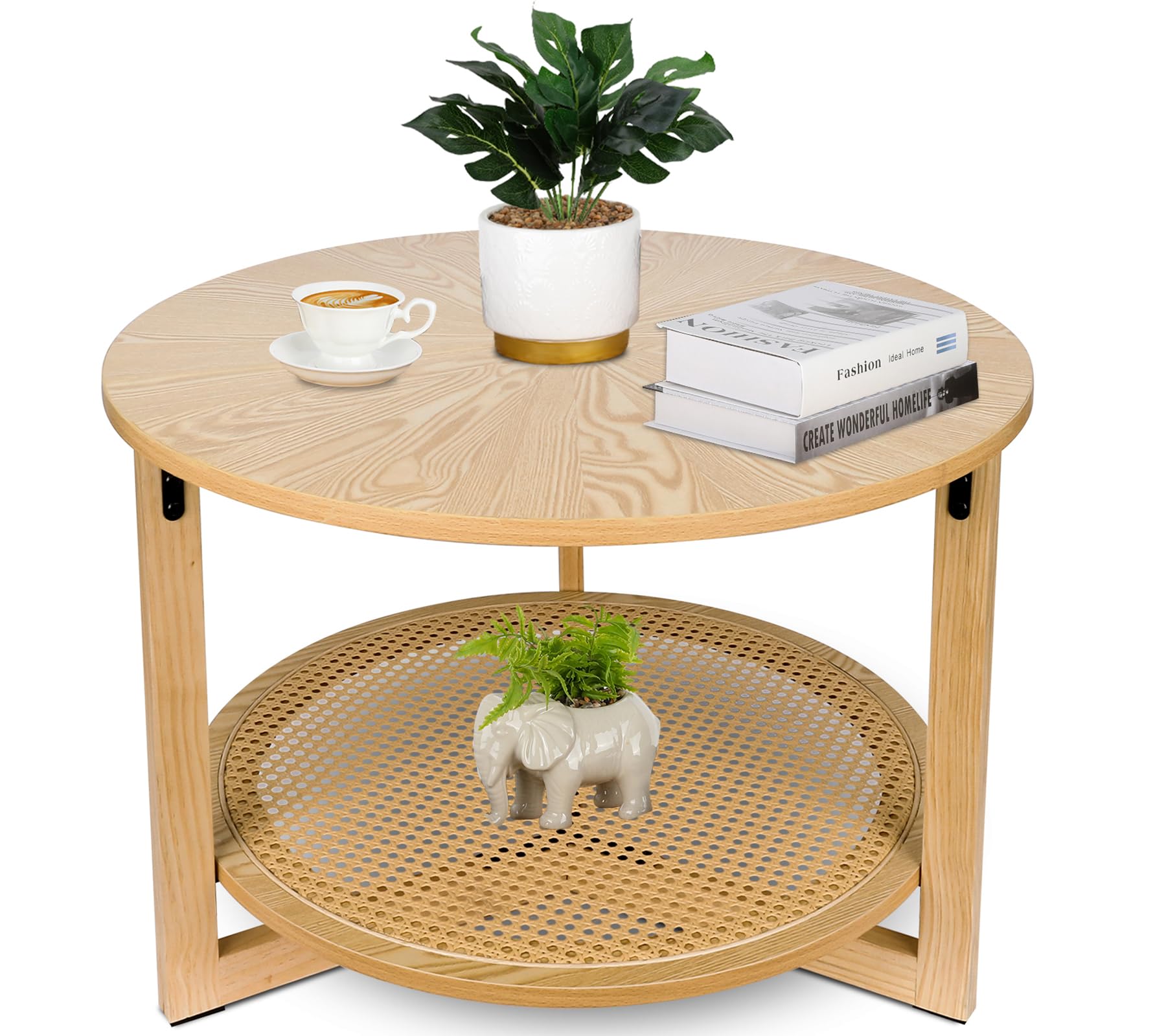 Modern Coffee Table,Faux Marble Tables,Small Round Coffee Tables with Shelf, Marble Coffee Table,Circle Center Table Low Coffee & Tea Table for Living Room Modern