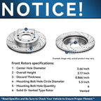 Detroit Axle - Front Brake Kit for Chevy GMC Silverado Sierra Suburban Express Savana 1500 Tahoe Yukon XL Escalade ESV EXT XTS Drilled & Slotted Brake Rotors Ceramic Brakes Pads : 12.99'' inch Rotor