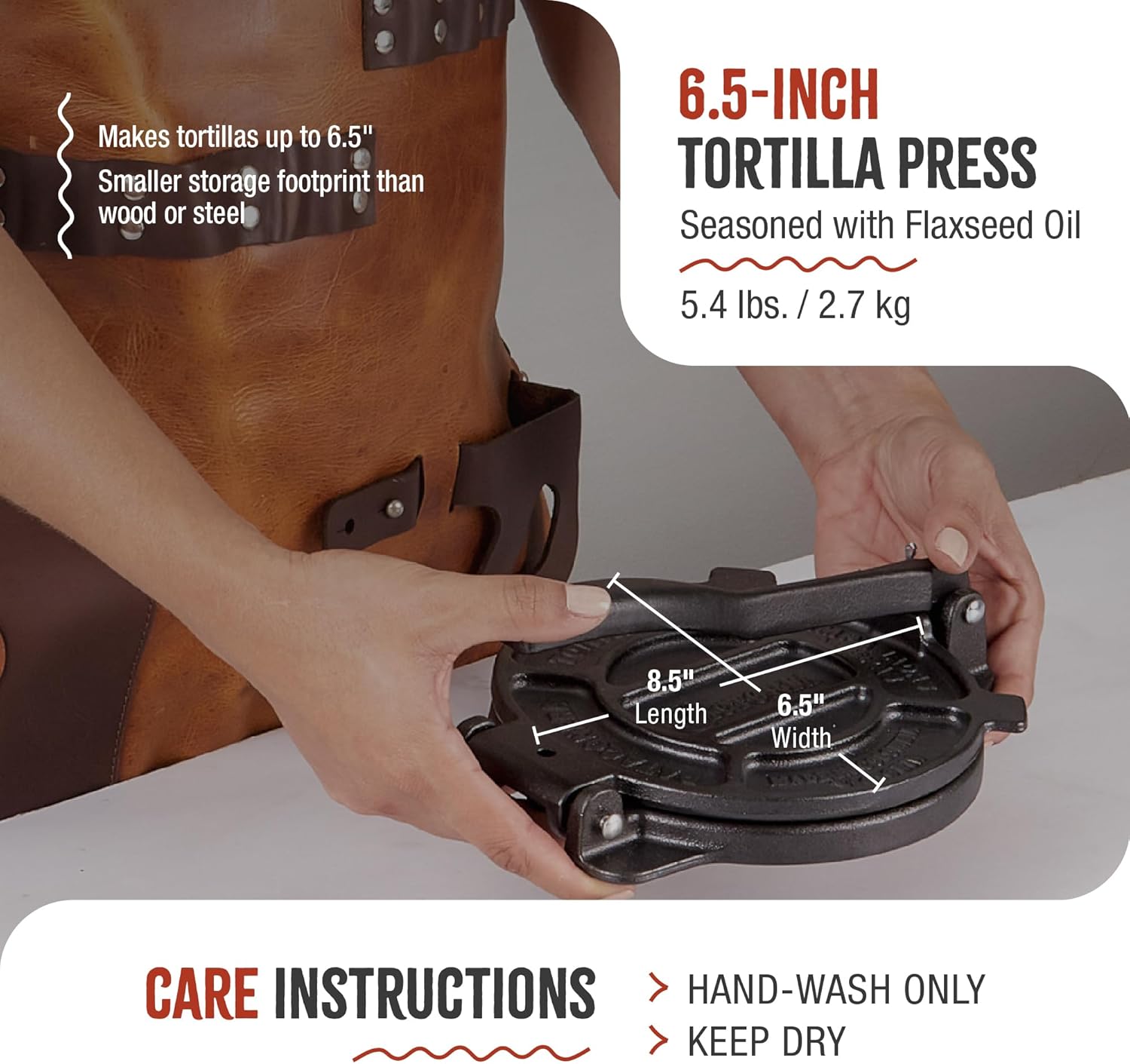 Victoria Cast Iron Tortilla Press, Tortilla and Roti Maker, Made in Colombia, 6.5 Inches