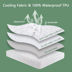 Premium Waterproof Mattress Protector Queen Size, Breathable Bed Cover 3D Air Fabric Cooling Mattress Pad Cover Smooth Soft Noiseless Washable, 8''-21'' Deep Pocket (White)