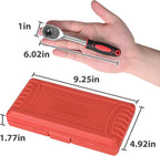 Egofine 46 Pieces 1/4 inch Drive Socket Ratchet Wrench Set, with Bit Socket Set Metric and Extension Bar for Auto Repairing and Household, with Storage Case