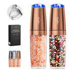 Sangcon Gravity Electric Pepper and Salt Grinder Mill Automatic Shaker Grinder with LED Light, Battery Powered Adjustable Coarseness One Hand Operation, Upgraded Larger Capacity, 1pc