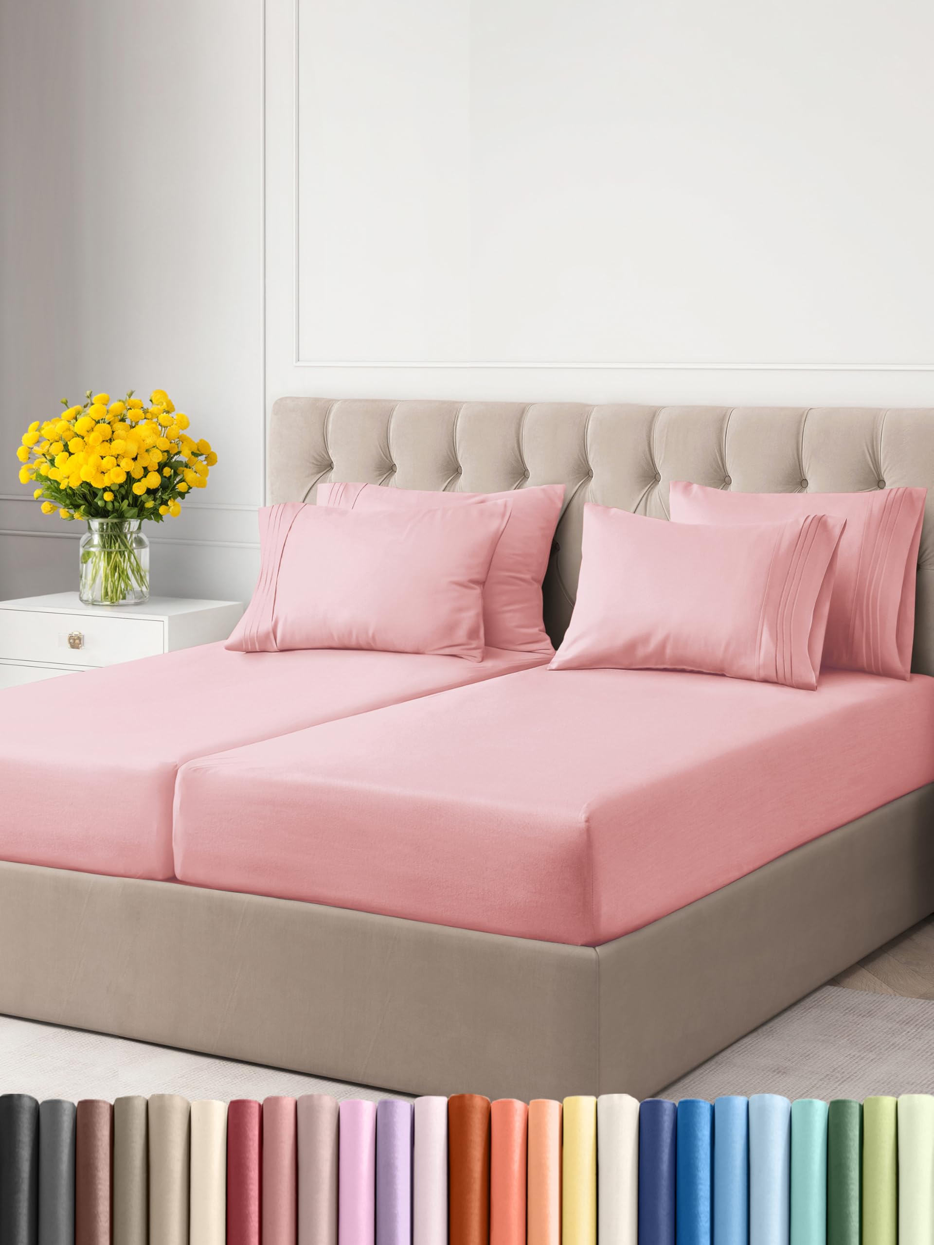 King 6 Piece Sheet Set - Breathable & Cooling Bed Sheets - Hotel Luxury Bed Sheets for Women, Men, Kids & Teens - Comfy Bedding with Deep Pockets & Easy Fit - Soft and Wrinkle Free - King White Sheets