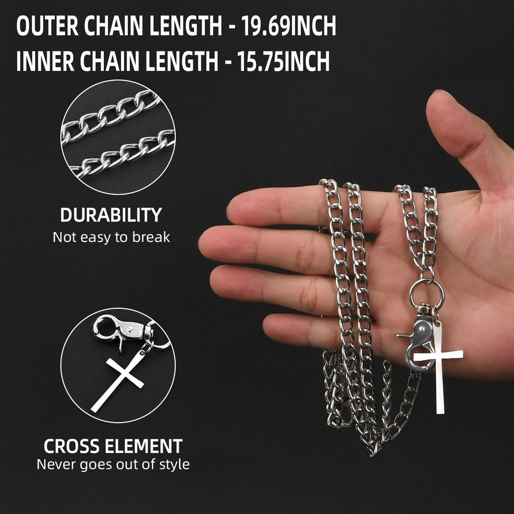Chaîne Jean pour Hommes Femmes, Chaîne de Portefeuille Gothique à Double Couche pour Jeans, Style Hip Hop