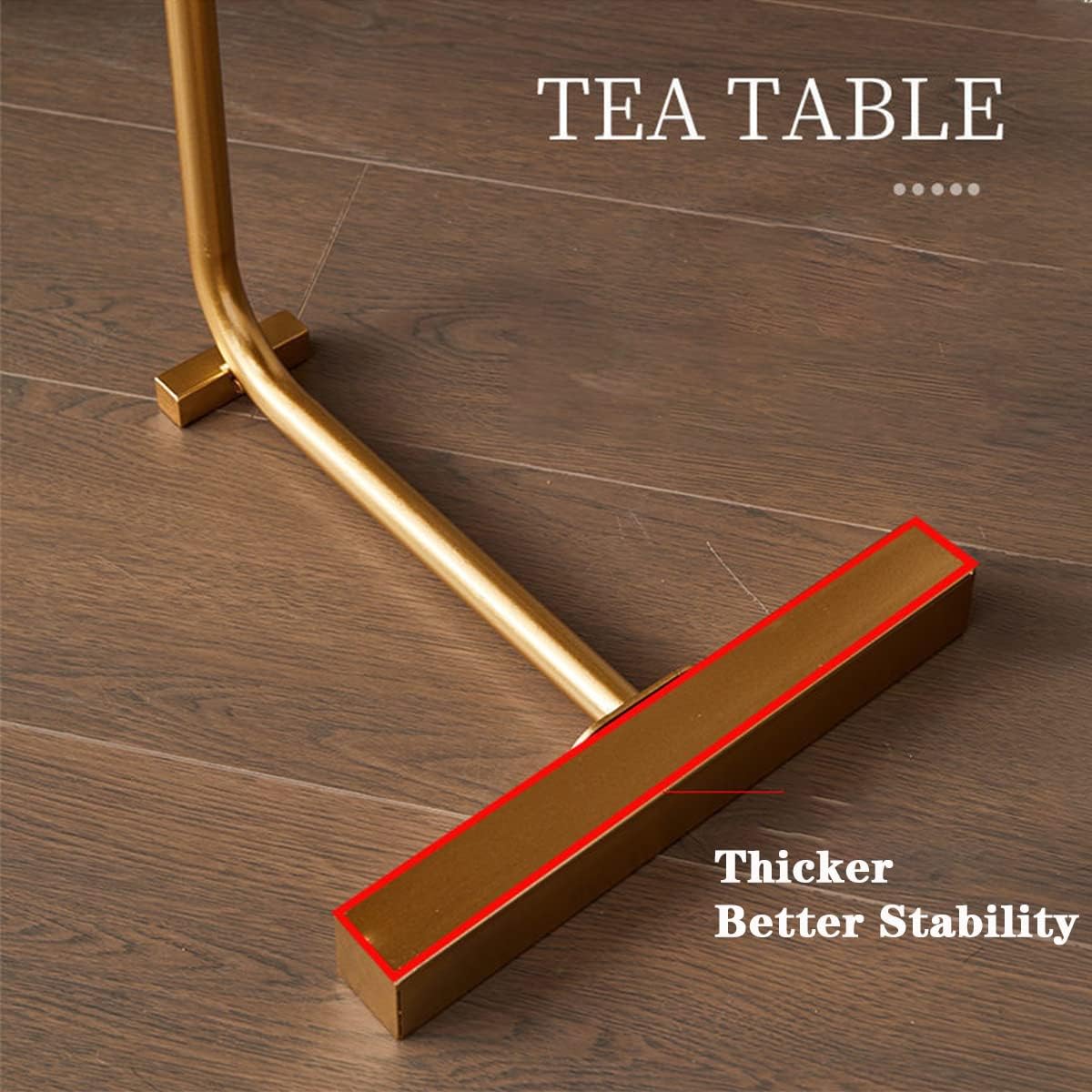 Small Side End Table New C Table Narrow Round Bed Sofa Couch Coffee Dinner Table for Snack Drink TV Tray, Slim Gold Rustic End Table Modern Simplicity, Metal and Wood - 24 Inch