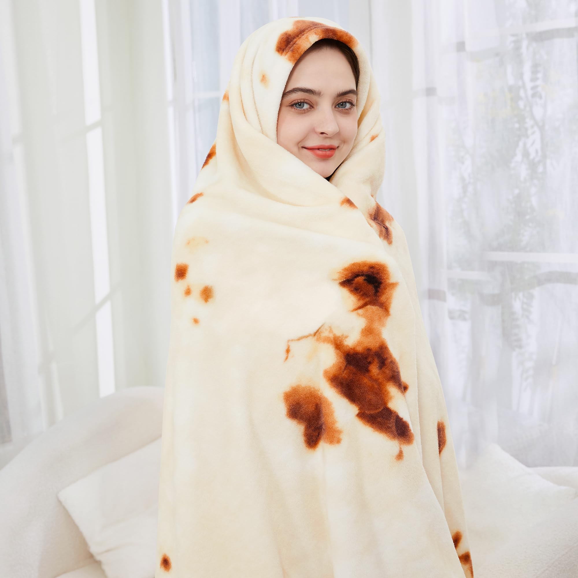 Admitrack Tortilla Blanket, Funny Realistic Round Burrito Throw for Adults & Kids (Double Sided)