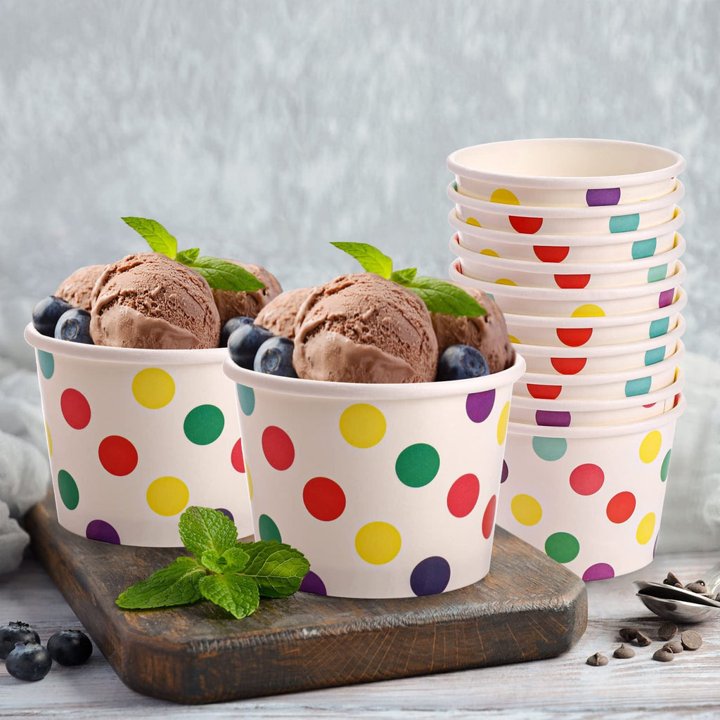 Dicunoy 60 Stück 8 oz Papp-Eisbecher mit Deckeln, Einweg-Sundae-Dessertschalen, Gefrorene Joghurtbehälter Partyzubehör für heiße und kalte Speisen, Suppe, gefrorenen Joghurt, Salat, Obst