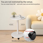 Pedestal Side Table Round with Wheel, Rotating Couch Tables That Slide Under, Small Side Table for Living Room and Bedroom Sofas, Beds, Mini Coffee Tables, (H) 22.4 *(W) 11.8 (Assembly Required)