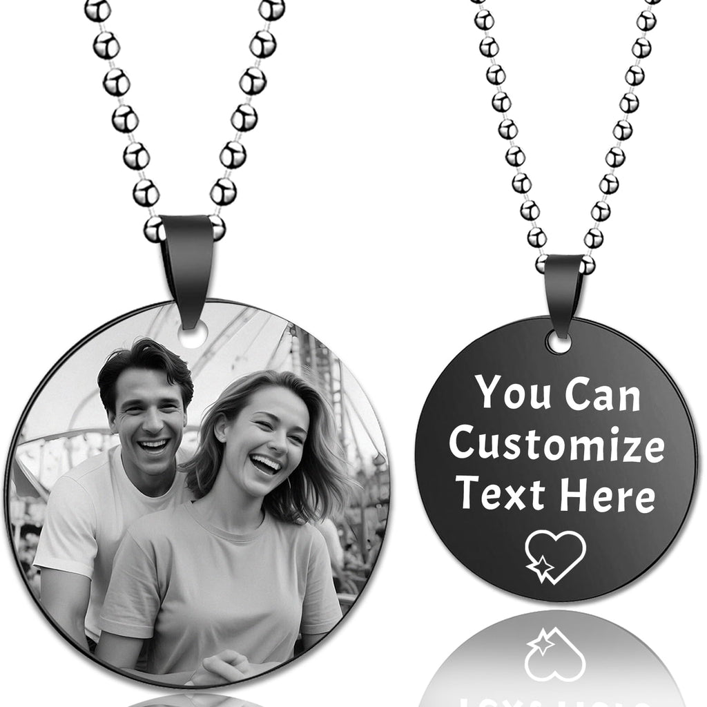 Picture Necklace Personalized Photo, Custom Necklace for Men Customized Engraved Necklace with Photo Text Memorial Gifts for Women Dad Mom