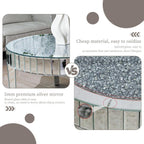 Round Mirrored Coffee Table: 31.5 inches Large Decorative Bling Crushed Diamond Tabletop with Silver Mirror Crystal Edge Frame and Legs Luxury Modern Home Decor for Livingroom