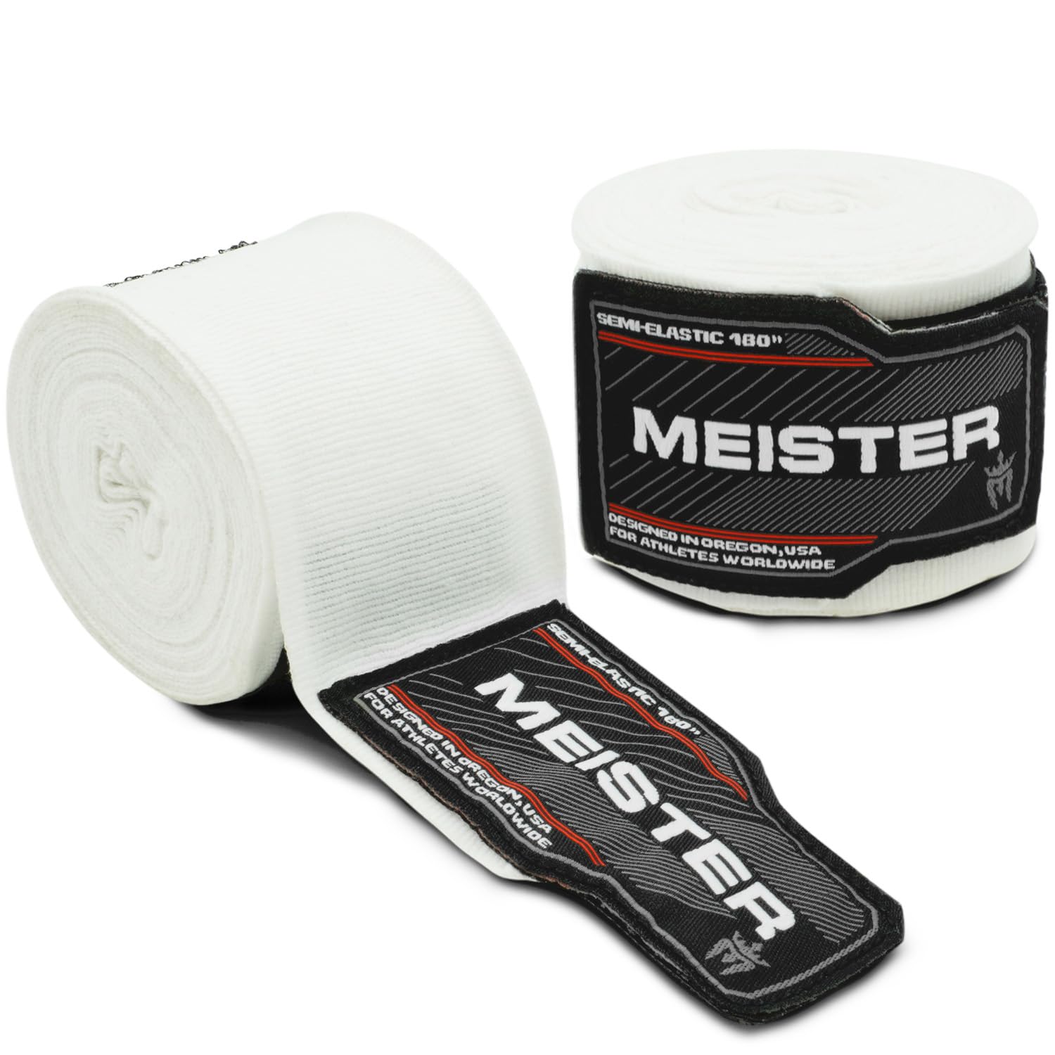 Meister Adult 180" Semi-Elastic Hand Wraps for MMA & Boxing (Pair)