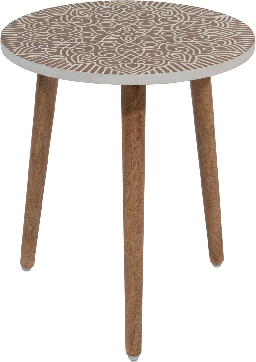 JFY Designs Carved Wooden Square Side Table Decorative Coffee Side Entryway,Modern Home Decor Table,Accent Table Living Room, Bedroom, Office,Hand Carved Farmhouse Rustic End Table