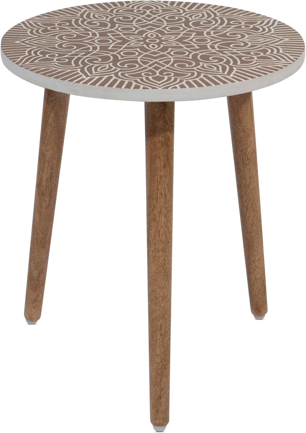 JFY Designs Carved Wooden Square Side Table Decorative Coffee Side Entryway,Modern Home Decor Table,Accent Table Living Room, Bedroom, Office,Hand Carved Farmhouse Rustic End Table