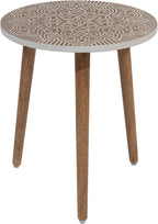 JFY Designs Carved Wooden Square Side Table Decorative Coffee Side Entryway,Modern Home Decor Table,Accent Table Living Room, Bedroom, Office,Hand Carved Farmhouse Rustic End Table