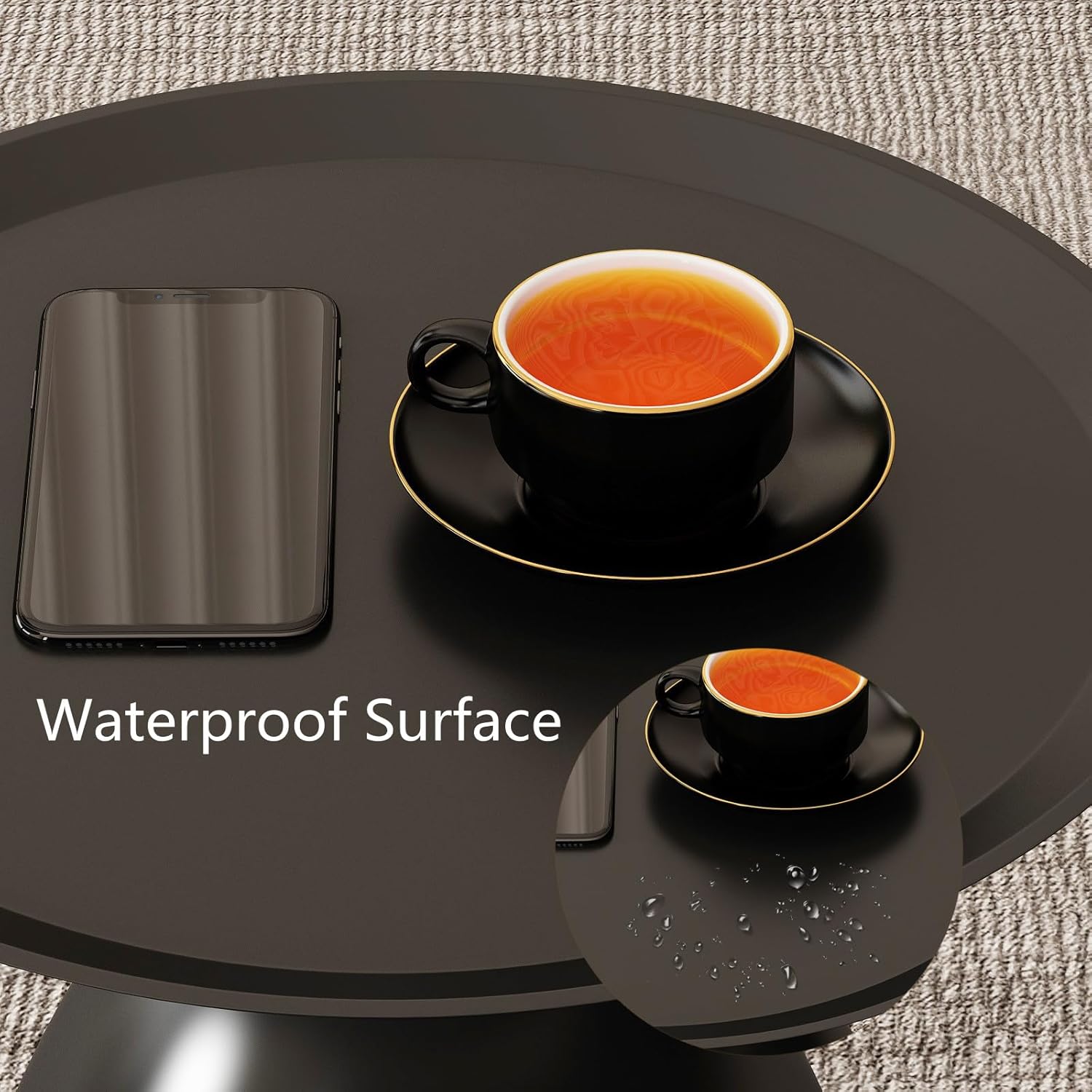 Nesting Tables, Black Side Tables, Modern End Tables for Living Room Nesting Coffee Table Set of 2,Console Table Pedestal Tables