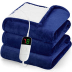 greenoak Heated Blanket Electric Throw 50"X60", Heating Blanket with 10 Heat Levels 1/2/4/6/8 Hours Auto-Off Overheat Protection, Flannel Sherpa Soft Warm Heater, ETL Certified Coral Pink