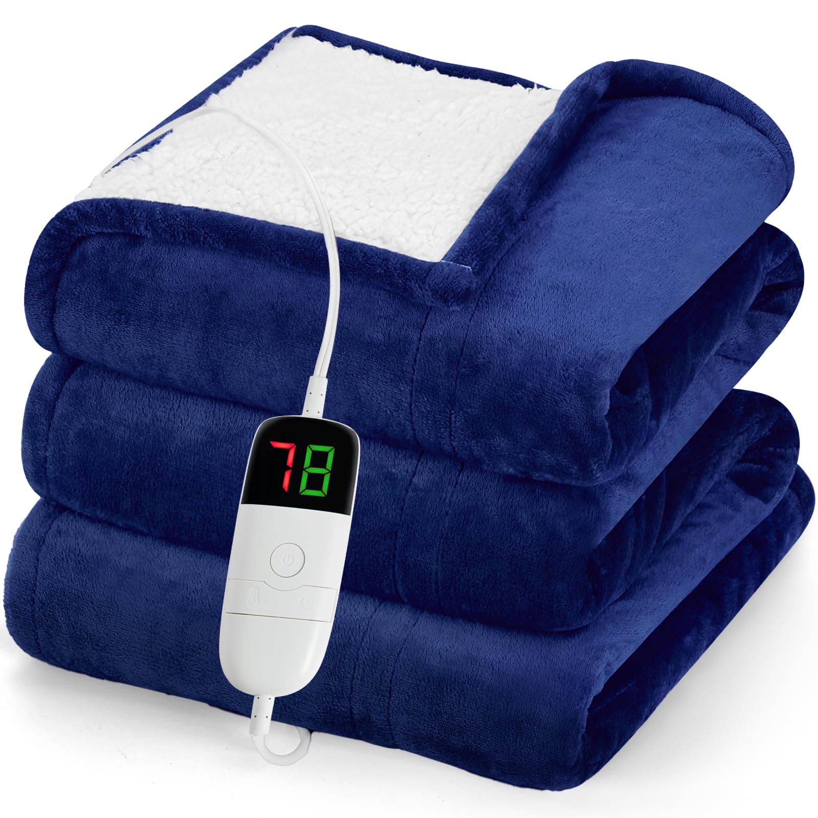 greenoak Heated Blanket Electric Throw 50"X60", Heating Blanket with 10 Heat Levels 1/2/4/6/8 Hours Auto-Off Overheat Protection, Flannel Sherpa Soft Warm Heater, ETL Certified Coral Pink