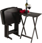 Winsome Anila Snack Table Set with Storage Rack, Fan Shaped, for Living Room, 26", Coffee, Set of 4 Tables