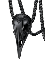 FaithHeart Viking Raven Necklace for Men, Norse Mythology Raven Skull Pendant Sturdy Stainless Steel Amulet Jewelry Gift for Men