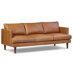 Poly & Bark Lyon Leather Couch - 87.4 Inch Sofa - Full-Grain Leather Sofa for Living Room with Feather-Down Topper - Living Room Couch - Vintage Italian Leather in Cognac Tan