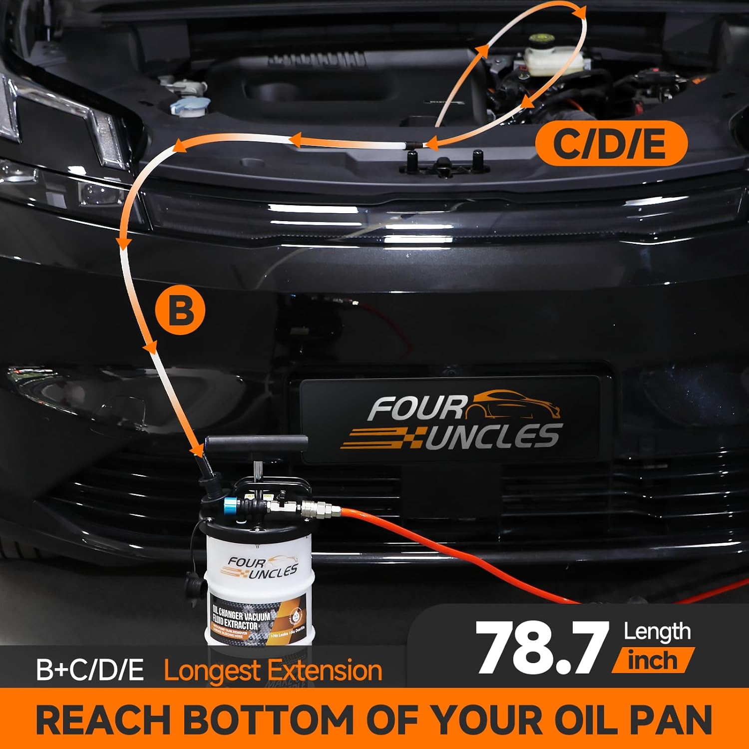 FOUR UNCLES 6.5L Oil Extractor - Pneumatic/Manual Vacumm Fluid Extractor with Pump Tank Remover & 4 Tubes for Oil Change and a Brake Bleeding Hose for Brake Fluid Change