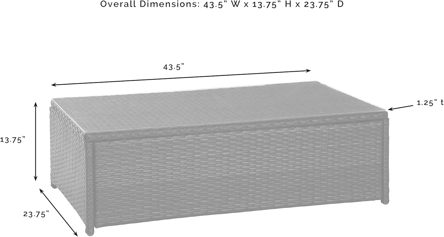 Crosley Furniture Palm Harbor All Weather Rattan Wicker Outdoor Coffee Table for Patio, Deck, Porch, Brown