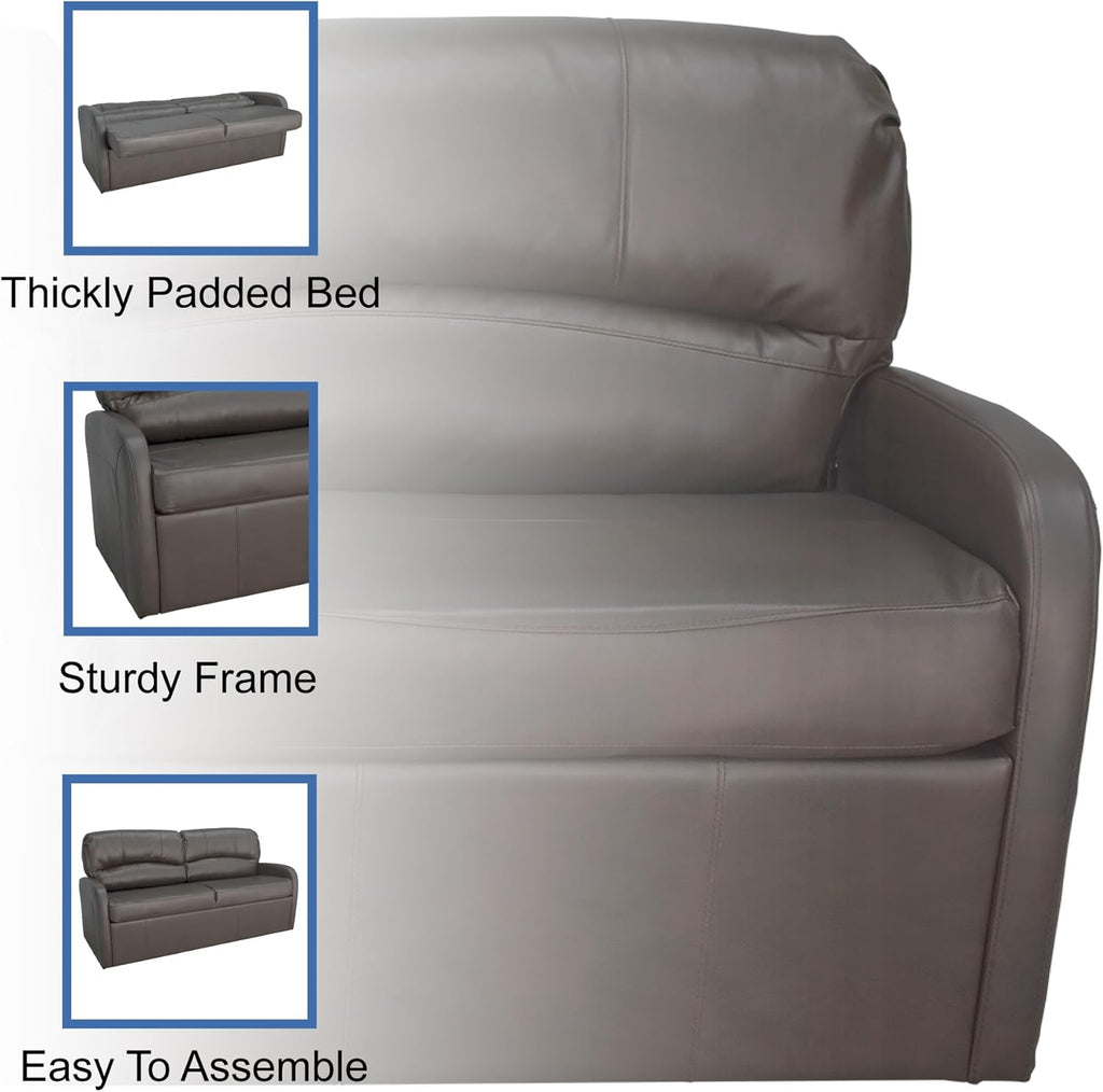 RecPro Charles Collection | 70" RV Jack Knife Sofa w/Arms | RV Sleeper Sofa | RV Couch | RV Living Room (Slideout) Furniture | RV Furniture | Camper Furniture | Chestnut