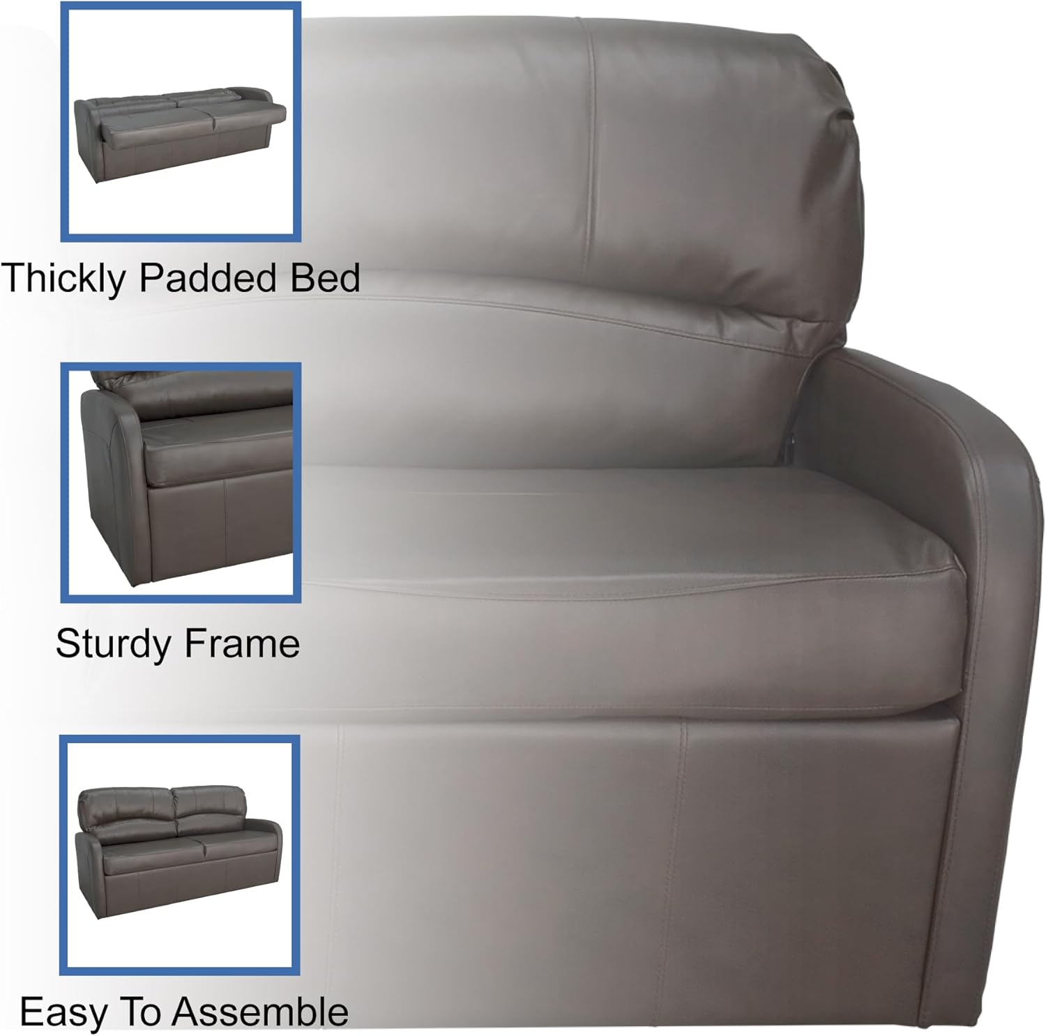 RecPro Charles Collection | 70" RV Jack Knife Sofa w/Arms | RV Sleeper Sofa | RV Couch | RV Living Room (Slideout) Furniture | RV Furniture | Camper Furniture | Chestnut