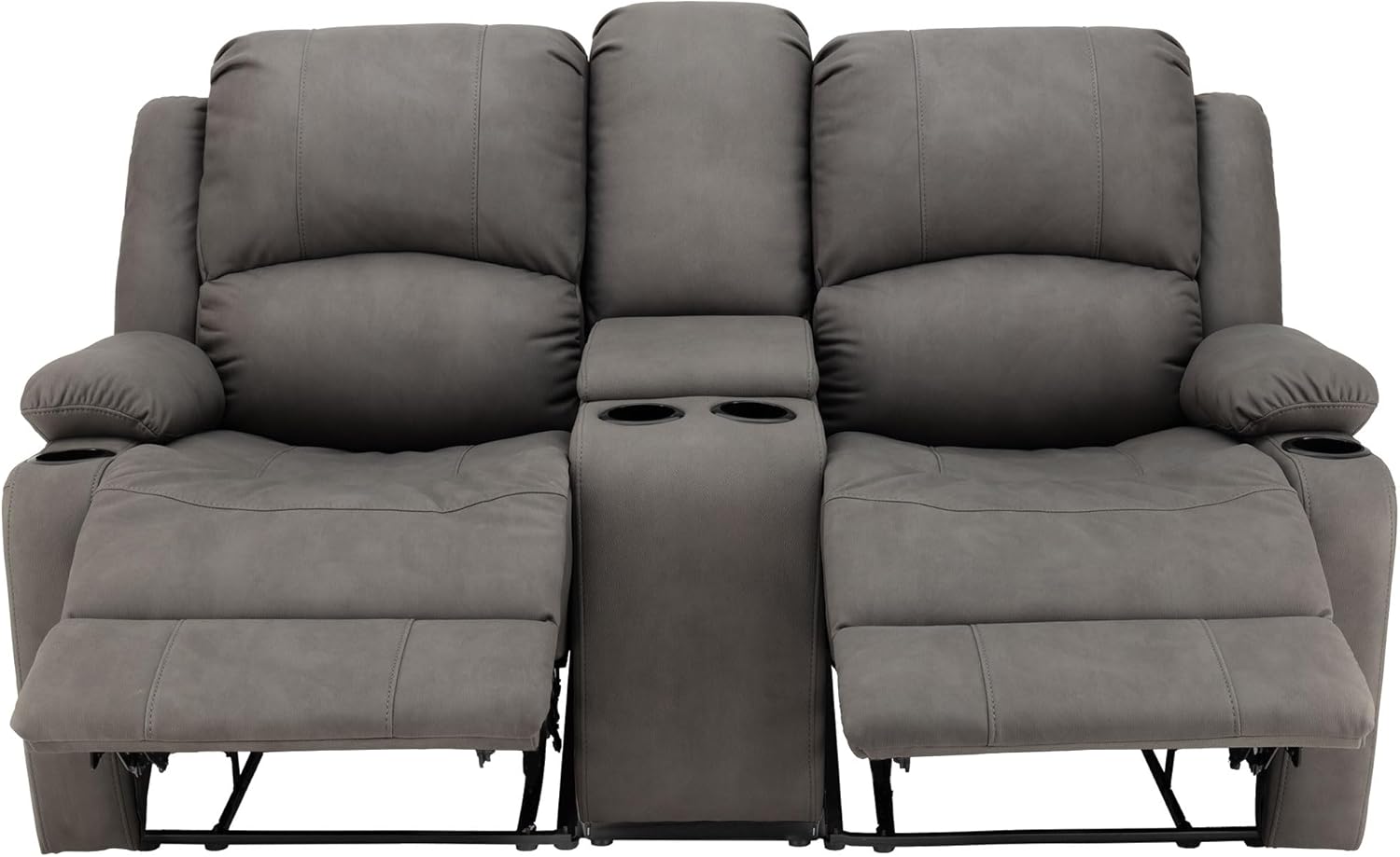 67" Wall Hugger Reclining | RV Theater Seats | Double Recliner RV Sofa & Console | RV Couch | RV Theater Seating | RV Furniture (Powered, Slate)