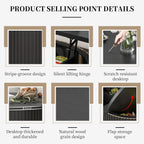 Lift Top Coffee Table with Storage, Round Coffee Tables for Living Room, 34.6In Farmhouse Fluted Coffee Table, Wood Center Table with Large Hiddern Storage Compartment (Black)