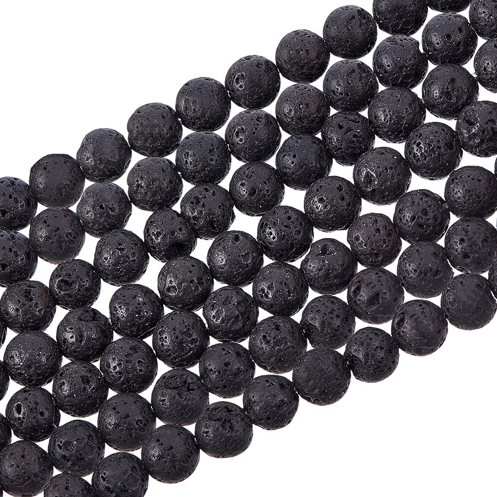 PH PandaHall 470pcs 8mm Lava Beads Natural Black Bead Black Lava Spacer Beads Oil Diffuser Bead Round Rock Stone Volcanic Rock Chakra Stone for Earrings Necklaces Bracelet Jewelry Making