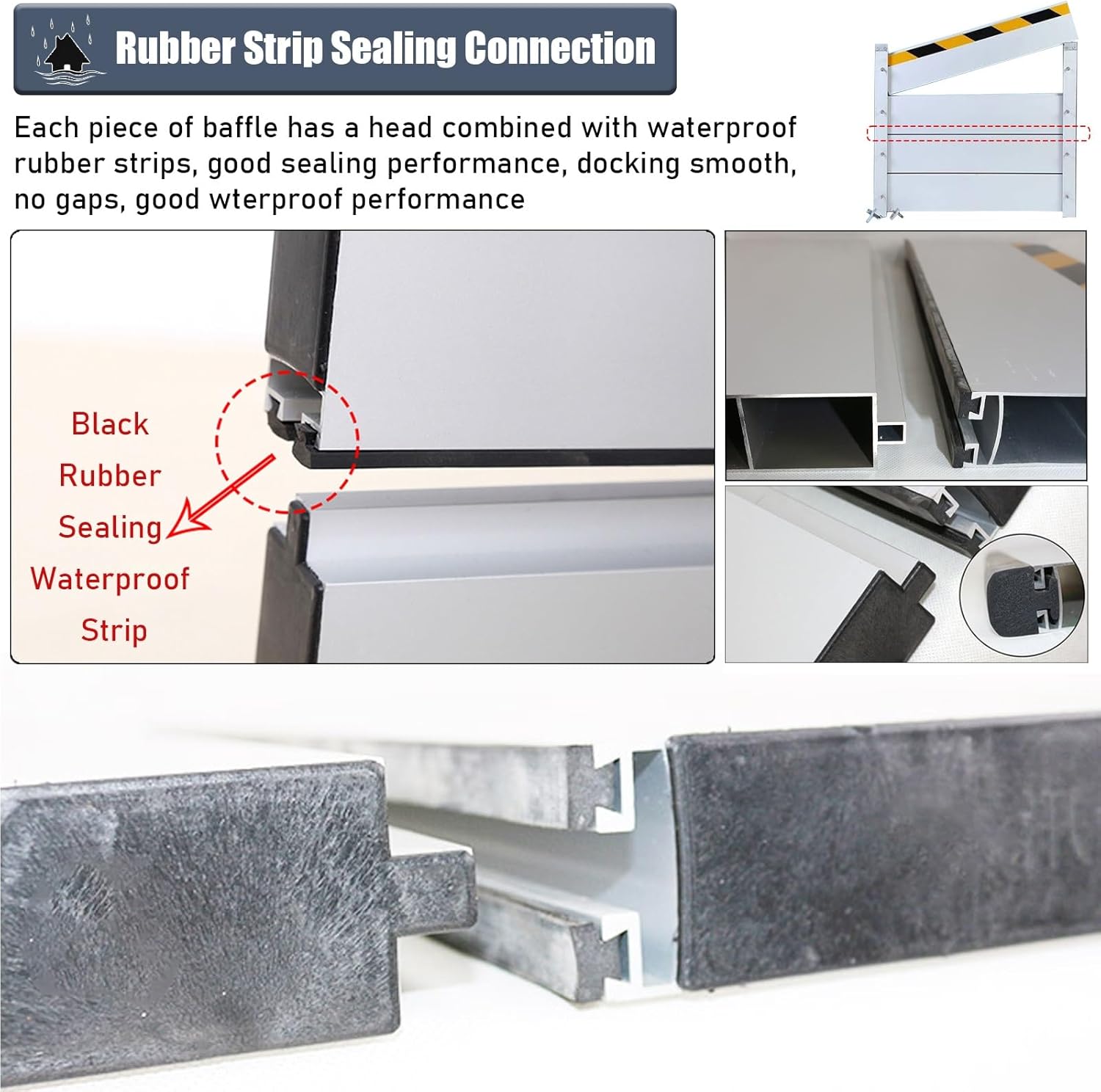 Metal Reusable Removable Flood Gate, Flood Preventing Barrier for Subways Garage, Thick Aluminum Flooding Water Barrier with Reflective Stickers, Length Customized(H-5.2ft(1.6m),L-8ft(2.44m))