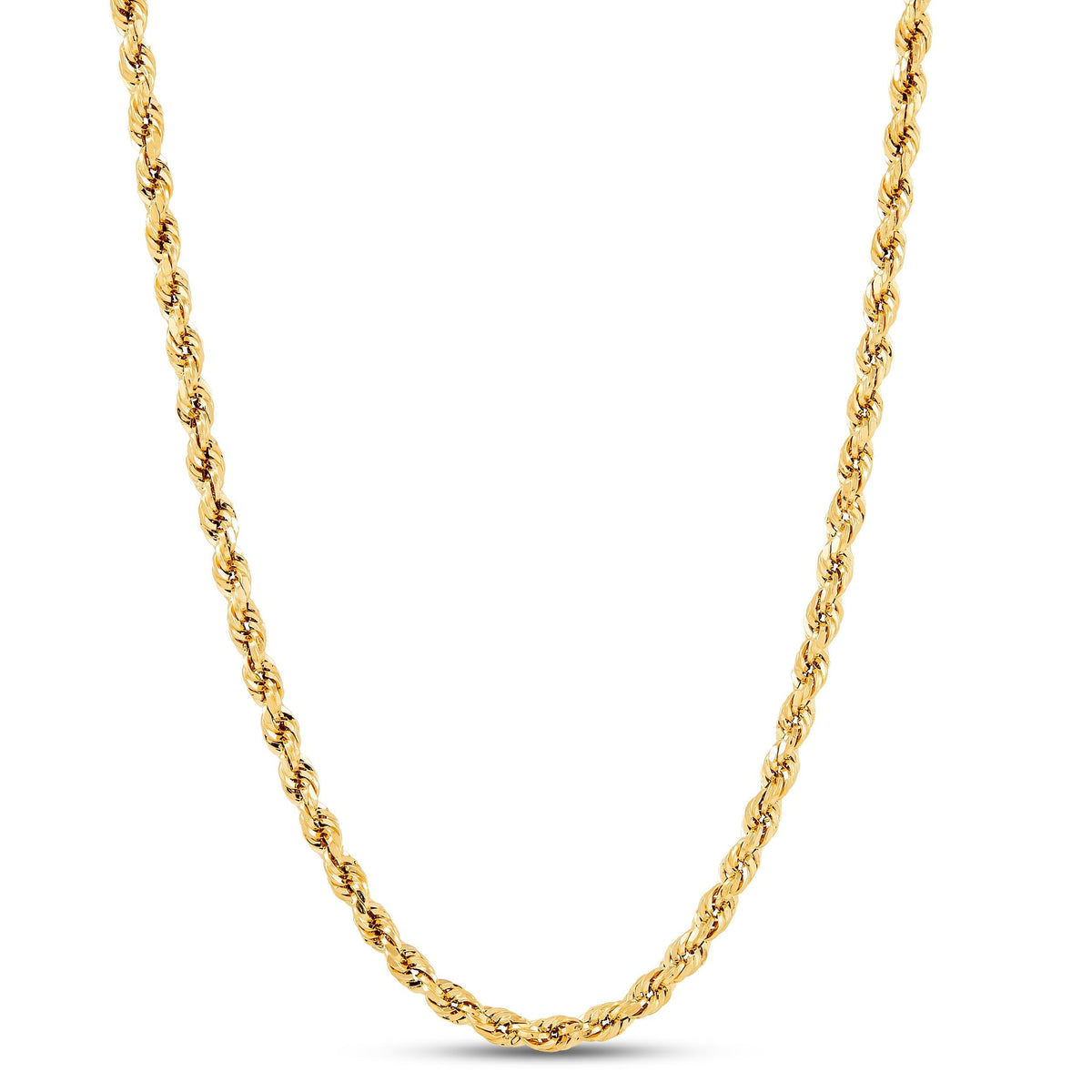 SHOP WGS italiensk 14K solid guldkæde i reb til mænd og kvinder med diamantcut og lås med hummerklo italiensk 14K ægte guldsmykker gaver (22 tommer, 2,5MM)