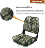 Seamander Low-Back Padded Boat Seats,Fishing Boat Seats with Back Pocket & Breathable Mesh Bottom - 110° Ergonomic Design,Fold-Down Seats