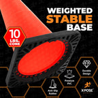 Xpose Safety 28 Inch Orange Traffic Cones Heavy Duty 10lb, 24-Pack - Multipurpose PVC Plastic Safety Cone for Parking, Soccer, Caution, Kids and Construction - DOT Approved