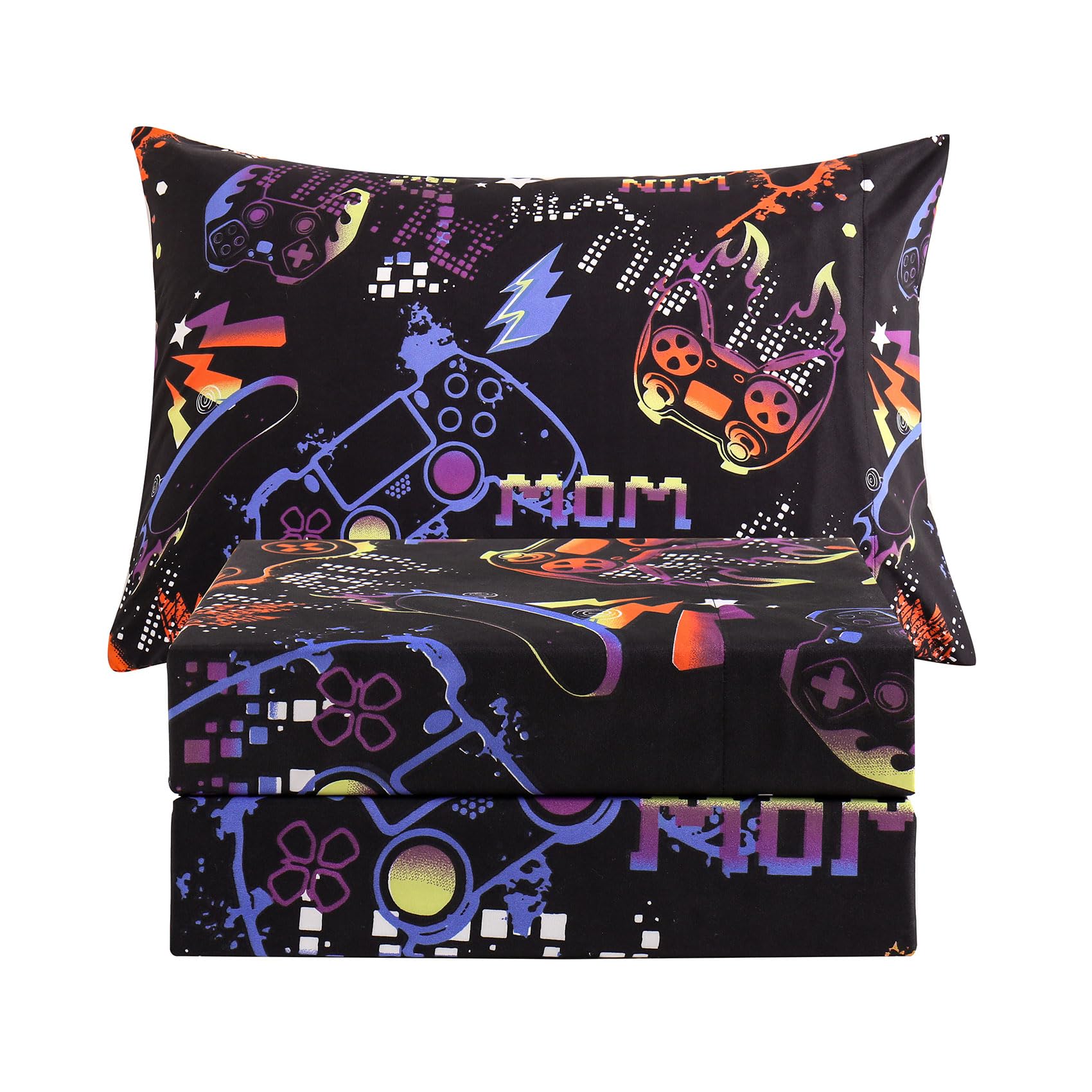 ست ملحفه کودکان یونیکورن صورتی JSD، سایز تویین، ۳ تکه، ملحفه‌های رختخواب میکروفایبر چاپ شده با طرح رنگین کمان برای دختران، جیب عمیق