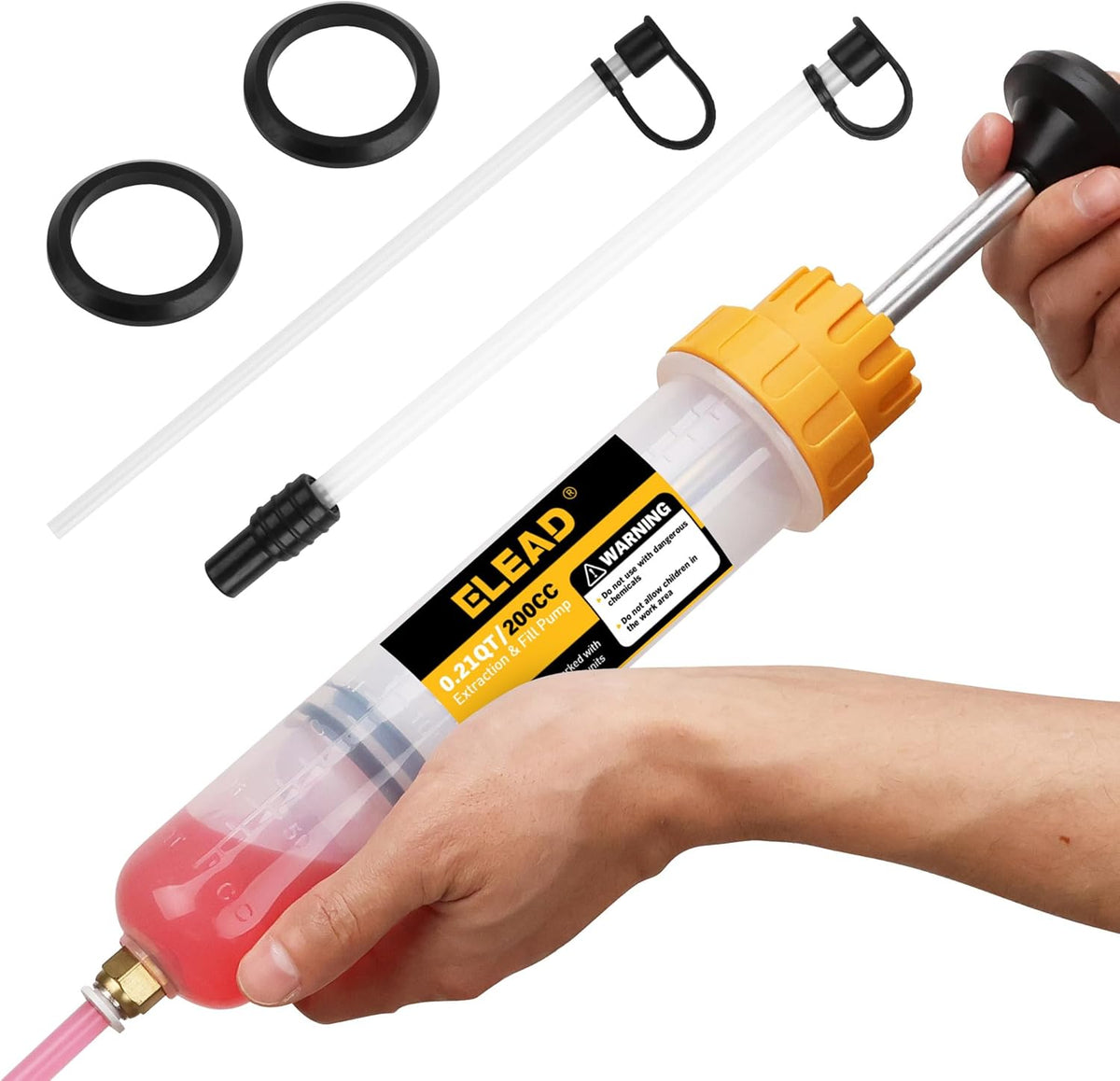 ELEAD 200CC Siphon Pump, Oil Extractor Pump, Oil Pump, Transfer Pump, Fluid Extractor, Fluid Syringe Extractor, Car Vacuum Fuel Transfer, Siphon Pump for Gasoline Hand Cleaner for auto Mechanics