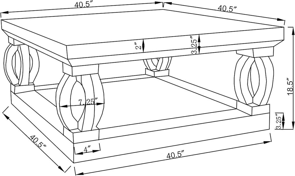 Coaster Home Furnishings Amalia Square Mirrored Cocktail Living Room Sofa Coffee Table Glam Acrylic Crystal Legs with Bottom Shelf No Assembly Clear Mirror 722518
