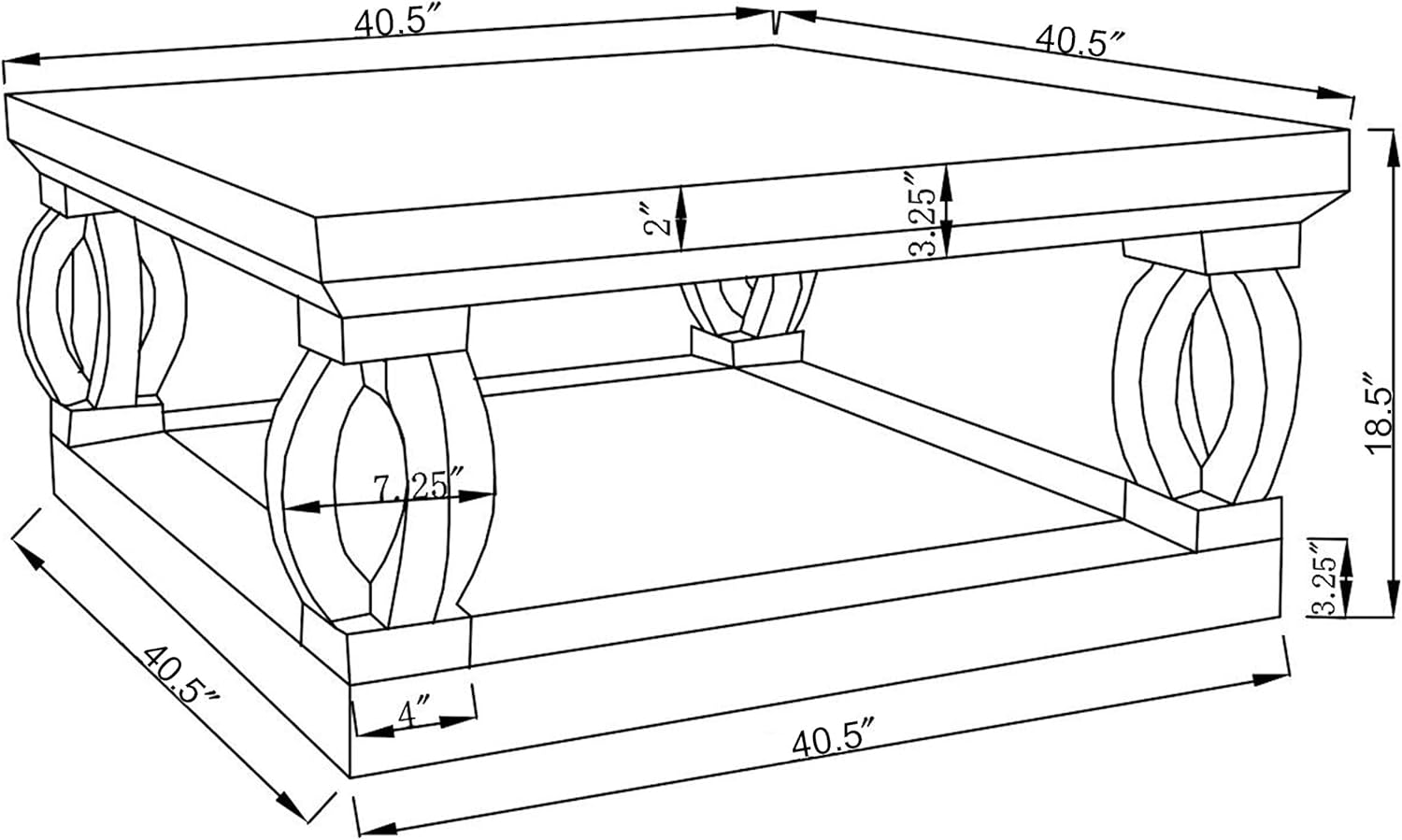 Coaster Home Furnishings Amalia Square Mirrored Cocktail Living Room Sofa Coffee Table Glam Acrylic Crystal Legs with Bottom Shelf No Assembly Clear Mirror 722518