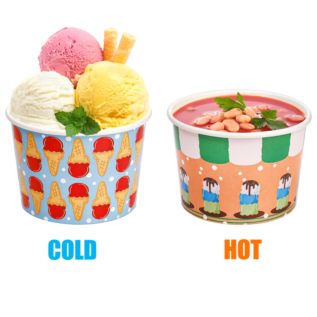 Cididu 240 Stück Papp-Eisbecher, 8 Oz Einweg-Dessert-Snack-Schalen, Party-Lieferanten Becher für heiße und kalte Speisen, Suppe, Obst, gefrorenen Joghurt