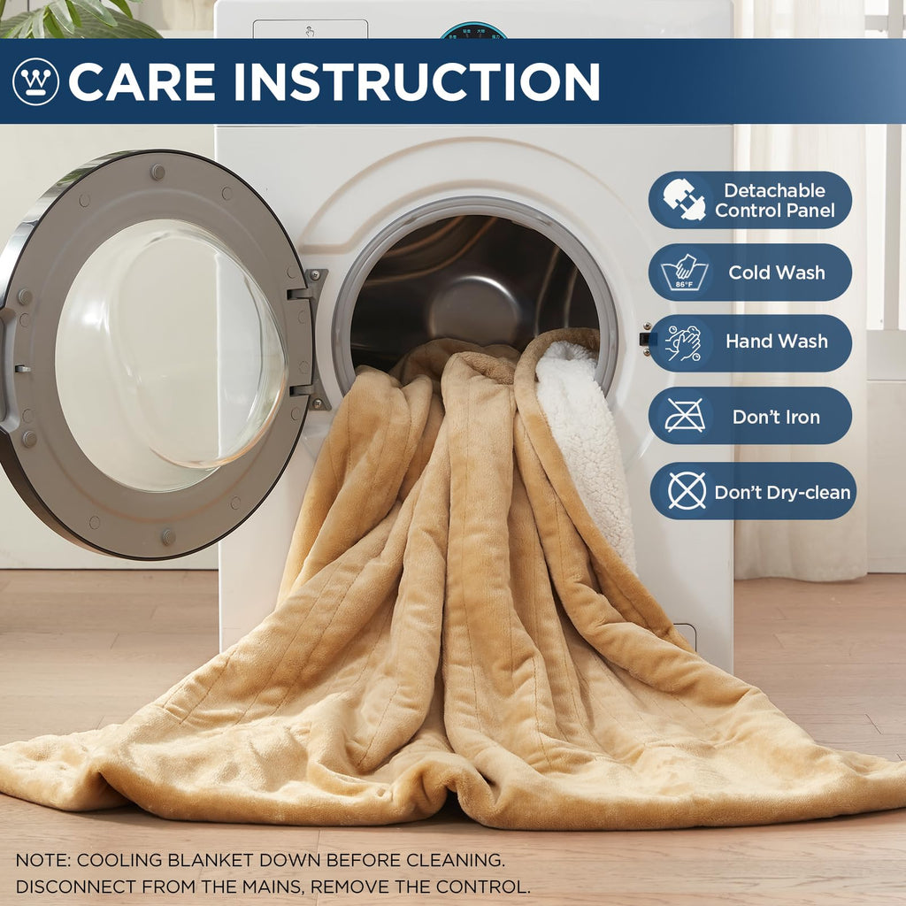 Westinghouse Heated Throw Blanket, Electric Blanket Throw with 6 Heating Levels and 2-10 Hours Time Settings, Flannel to Sherpa Super Cozy Heated Blanket Machine Washable, 50x60 inch, Charcoal