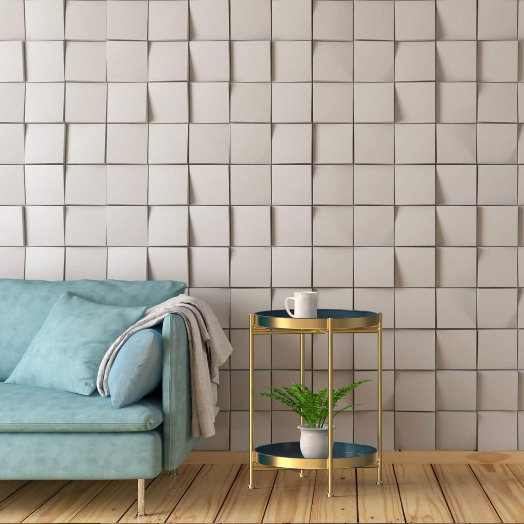 Round Side Table,Gold Metal 2 Tier Tray Metal End Table for Sofa Living Room Tea Table Small Spaces …