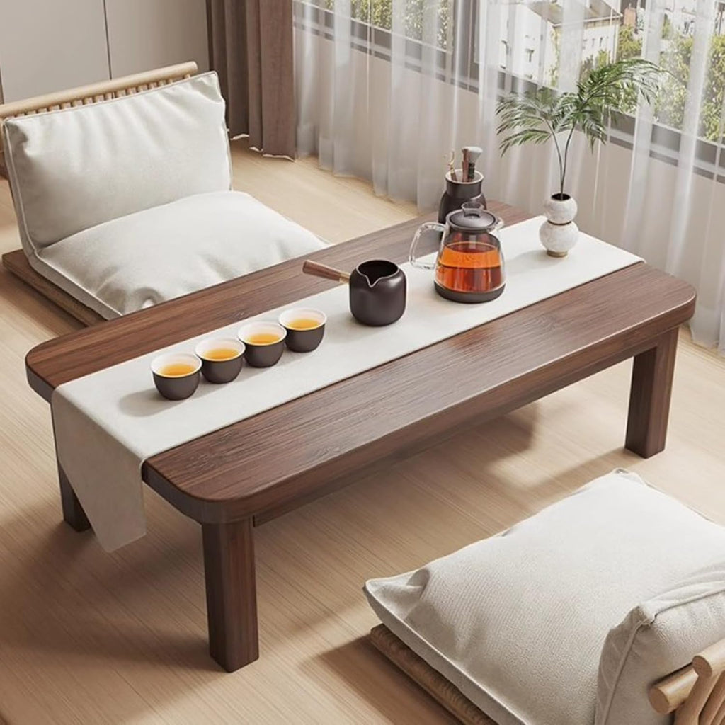 Japanese Folding Coffee Table, Bamboo Foldable Floor Low Tables for Sitting On The Floor, No Assembly Portable Tea Table for Dinning Zen Living Room (31.5"x19"x13.7")